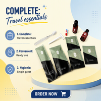 Kit de toilette jetable conforme RoHS pour hôtels, kit de shampoing pour hôtels, ensemble de voyage, fournitures hôtelières, kit dentaire avec dentifrice