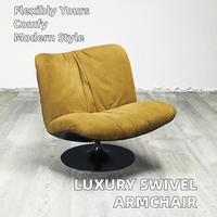 Fauteuil pivotant de luxe italien au design moderne, en tissu, avec pieds en métal et rembourrage en éponge, idéal pour la maison, la chambre, l'appartement ou l'hôpital