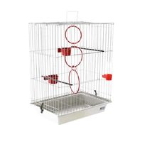 Cage à oiseaux en fil métallique blanc, plateau inférieur amovible rose, jouet anneau pour oiseaux, perchoirs, bouteille d'eau pour perruche et canari
