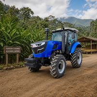 Magnifique tracteur agricole 4x4 de 80 CV avec cabine climatisée, pression hydraulique renforcée, capacité de levage élevée pour les travaux sur le terrain