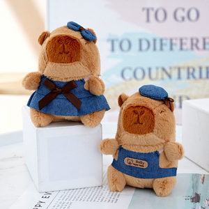 Lindo Llavero de Peluche de <span class=keywords><strong>Capibara</strong></span> con Diseño de Amantes, Mini, Suave y Esponjoso, Adorable Peluche de <span class=keywords><strong>Capibara</strong></span> con Lazo, Juguete de Animal de Peluche, Colgante para Bolso - Product Image 1