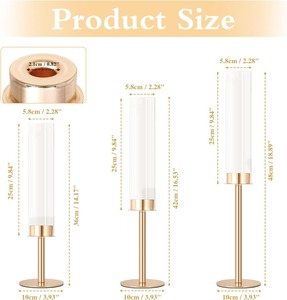 Hurricane Glass <strong>Candle</strong> <strong>Holders</strong> Tall Black Gold Cylinder Sleeves Antique Taper <strong>Candles</strong> Stand <strong>Metal</strong> Candlestick <strong>Holder</strong>