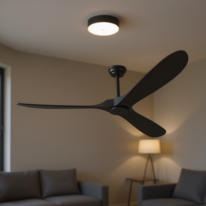Ventilador de Techo Moderno de 72 Pulgadas con Luz, Negro, 3 Aspas, Motor DC, Control Remoto, Reversible, Montaje Empotrado para Sala de Estar - Product Image 2
