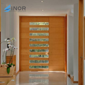 Pivote de puerta de moda superior Vidrio precolgado horizontal 6m de altura Entrada de perfil de aluminio frontal moderno Aluminio de alta calidad - Product Image 3