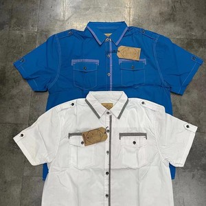 Chemise à manches courtes pour hommes été 60% coton 40% polyester chemise blanche avec épaulettes <span class=keywords><strong>lot</strong></span> à vendre - Product Image 5