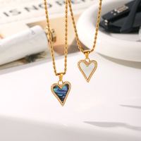 Collier pendentif cœur en acier inoxydable plaqué or 18 carats avec coquille d'ormeau, style occidental, diamant CZ, bijoux tendance pour femme, cadeau - Grande Vente