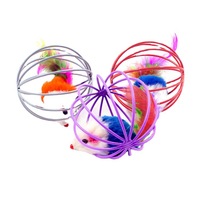 Jouet pour chat en peluche motif dessin animé, balle colorée de 7,5 cm, en stock, vente en gros, fournitures pour animaux de compagnie