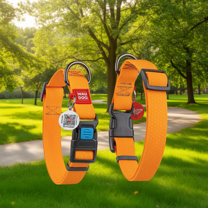 Collar para perros Waudog de nailon naranja, 1 pulgada de ancho, hebilla ajustable acolchada para perros grandes, medianos y pequeños, para todas las estaciones - Product Image 2