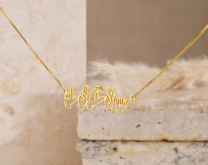 Collier personnalisé en <span class=keywords><strong>langue</strong></span> des signes, collier d'amitié en <span class=keywords><strong>langue</strong></span> des signes pour maman, collier personnalisé pour elle - Product Image 5