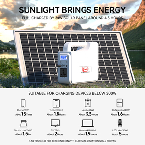 Trạm điện cầm tay với đèn LED 300W Máy phát điện năng lượng mặt trời với tấm pin mặt trời hoàn thành bộ - Product Image 4