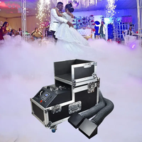 Machine à brouillard basse DJS Model 3000 3000W à double tube, noire, avec flightcase en bois, pour gaming toutes saisons, capacité 20kg+, non toxique, souple