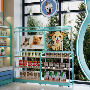 Nuevo supermercado comida para mascotas tienda de juguetes estantes de exhibición contador de serpientes tienda emergente diseño encantador color azul para exhibición de tienda de mascotas - Product Image 4