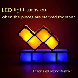 Cadeau idéal 7 couleurs bricolage empilable LED 3D Puzzles veilleuse, lampe de nuit à induction pour enfants - Product Image 5