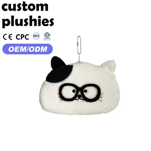 Trousse à crayons en peluche <span class=keywords><strong>chat</strong></span> noir et blanc mignonne à bas prix, sac de rangement de papeterie pour étudiants - Product Image 1