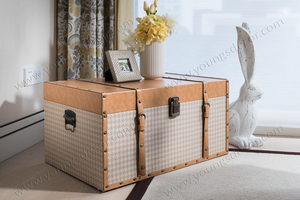 Cổ hình chữ nhật lưu trữ bằng gỗ thân cây Organizer <span class=keywords><strong>Box</strong></span> với PU vành đai da trang trí lưu trữ nhà - Product Image 2