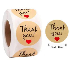 wholesale popular roll sticker vinyl round adhesive label waterproof thank you sticker