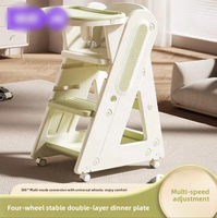 Chaise haute portable en plastique Jingqi pour bébé avec fonctions de sécurité pour usage domestique, chaise d'apprentissage et de repas multifonctionnelle réglable