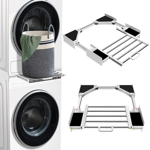 51-76cm Size Adjustable Stacking Kit for Washing Machine Dryer Design with Pull-Out Sliding <b>Clothes</b> <b>Shelf</b> Hanger - Product Image 6