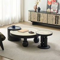 Meubles TV modernes français, style rétro, en bois massif crème, armoire de rangement, meubles de salon, ensemble meuble TV et table basse