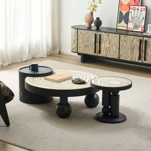 Modern French <strong>TV</strong> <strong>Stands</strong> <strong>Retro</strong> Cream Solid Wood Storage Cabinet Home Furniture Living Room <strong>TV</strong> <strong>Stand</strong> and Coffee Table Set - Product Image 2