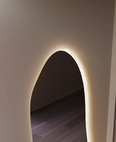 Espejo de Pared Curvo Personalizado de Vidrio y Aluminio con Iluminación de 4000K, 60x170cm, Sensor, Diseño Moderno Ecológico y Decorativo de Cuerpo Entero