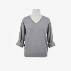 เสื้อสเวตเตอร์คอวี ผ้าอะคริลิก 100% ผลิตในเวียดนาม สีพื้น แบบสวม ใส่สบาย ไม่ยับง่าย รับผลิตแบบ OEM/ODM สีตามสั่ง แบบมาตรฐาน - Product Image 3