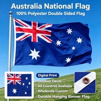 Drapeau national australien 100% polyester, impression numérique double face, vente en gros, drapeaux personnalisés de tous les pays pour la décoration extérieure