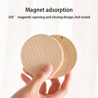 Miroir circulaire en bois double face personnalisé, bois de hêtre et de noyer, gravé au laser, respectueux de l'environnement, bois massif