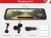 Rétroviseur de qualité supérieure de 10 pouces avec support spécial Miroir Dvr à double objectif Dashcam Produit par le fabricant