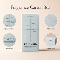 Boîte en carton personnalisée pour parfum, gris clair, papier grainé, impression diagramme quadrant, échantillon d'emballage de marque Serif, OEM