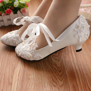 2022 Flat Heel Decorate Lace Bride Wedding <strong>Shoes</strong> Ankle Strap Lace Appliques <strong>Beaded</strong> 3cm 5cm <strong>Bridal</strong> <strong>Shoes</strong> - Product Image 4