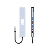 Stasiun Dok Multi fungsi, HUB USB Tipe C pengisian daya Cepat + TF + SD + RJ45 + USB3.0 + USB C + USB2.0 + 100W 8 dalam 1