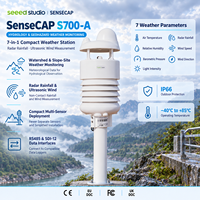 Station météo compacte SenseCAP S700-A 7-en-1 IP66 avec radar, pluviomètre ultrasonique, capteur de vent et capteur de température pour la surveillance hydrologique