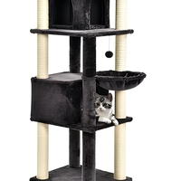 Arbre à chat extra-haut de 74 pouces avec deux condos pour chats, panier suspendu, plusieurs perchoirs et poteaux à gratter en sisal pour intérieur