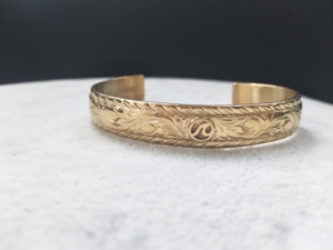 Customized 18k Rose Gold Plated Bamboo Hawaiian Style <strong>Engraving</strong> <strong>Bangle</strong> for Women - Product Image 2
