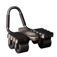 Roue abdominale portable en ABS à six roues avec support pour les coudes et rebond automatique, noir + bleu, unisexe, pour l'entraînement musculaire