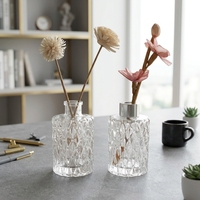 Diffuseur de parfum en verre texturé vintage, flacon vide rechargeable pour la décoration de la chambre à coucher et du salon