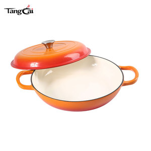Tendance 2026 <span class=keywords><strong>Cocotte</strong></span> en <span class=keywords><strong>fonte</strong></span> peu profonde émaillée avec deux poignées, compatible four, pour cadeaux familiaux <span class=keywords><strong>ou</strong></span> entre amis - Product Image 1