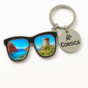 Porte-clés en métal personnalisable Corse Souvenir <span class=keywords><strong>Porto</strong></span> Bay Genoese Tower Tourist Attraction Sunglass Shape Keyring Fashion Gift - Product Image 1