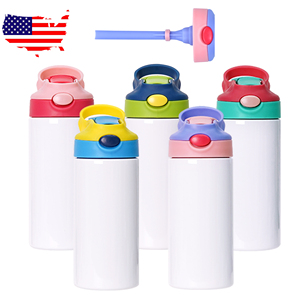 Magazzino USA 12oz 350ml di sublimazione bianco per bambini bianco per bambini Non affusolato bottiglie d'acqua per bambini etero - Product Image 4