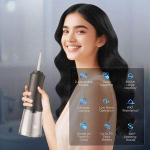 Portable Electric <b>Wireless</b> Dental Water Flosser 300ML Tank & 4 Jet Tips Rechargeable Cordless IPX7 Waterproof for Teeth Cleaning - Product Image 2