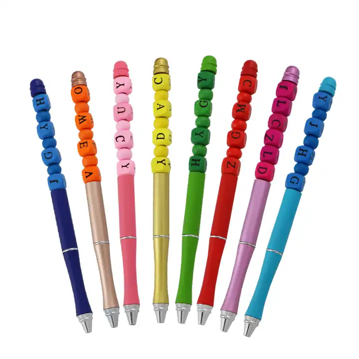 Beadable Pen Bead Pens with Assorted Beads for Pens Multicolor Ballpoint  Pen Ink