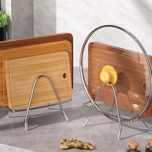 Stainless Steel Cutting Board Rack With Pot Lid Holder Multi Function Kitchen Organizer Countertop Storage Rack For Knife And - Product Image 1