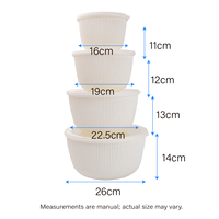 Lot de 4 bols à salade en plastique ronds de couleur blanche pour le stockage des aliments, camping