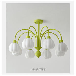 Lily Valley Design, luminaire suspendu rétro de style français à motif floral crémeux pour salon, chambre à coucher, salle à manger - Product Image 1