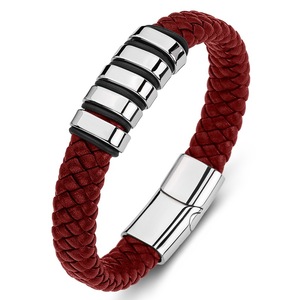 Pulseras <span class=keywords><strong>de</strong></span> muñeca <span class=keywords><strong>de</strong></span> acero inoxidable estilo Punk <span class=keywords><strong>de</strong></span> lujo para hombres y niñas, cierre magnético <span class=keywords><strong>de</strong></span> piel sintética roja, cuerda <span class=keywords><strong>de</strong></span> perlas, Idea <span class=keywords><strong>de</strong></span> regalo <span class=keywords><strong>de</strong></span> <span class=keywords><strong>amistad</strong></span> - Product Image 5