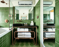 Console de salle de bain pour hôtel de charme, table de chevet vintage pour chambre d'hôtes, table en bronze antique, meuble de maquillage de luxe avec pieds