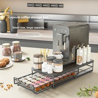 Présentoir à capsules de café en bambou, support de comptoir de bar, boîte de rangement de sachets de thé de style tiroir, étagère surélevée pour machine à café
