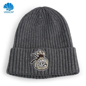 베라캡 HKL0001 따뜻한 니트 비니 모자 100% 아크릴 겨울용 맞춤 자수 로고 모자 남성용 데일리 - Product Image 1