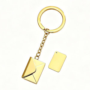Porte-clés pendentif enveloppe ouvrable, en acier inoxydable, gravure laser DIY, pendentif polyvalent pour couple - Product Image 4
